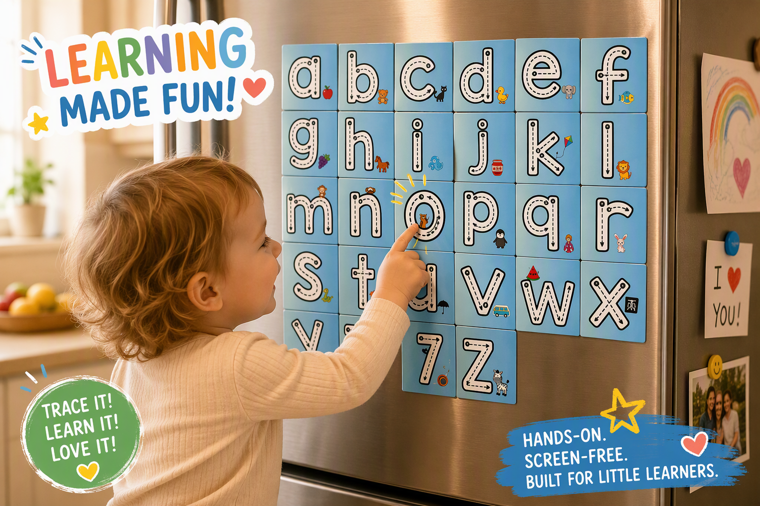 Blue Lowercase Alphabet Tracing Magnet Set